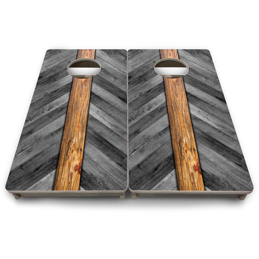 Grey Herringbone - Mini or Vacation Size Cornhole Boards