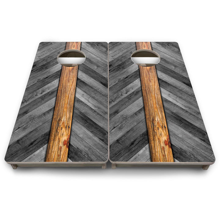Grey Herringbone - Mini or Vacation Size Cornhole Boards