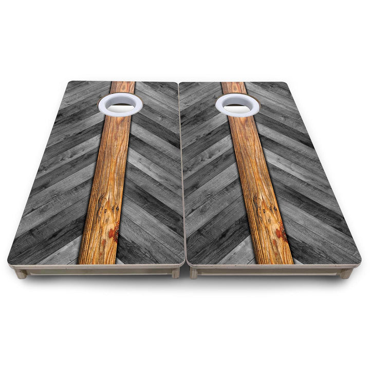 Grey Herringbone - Mini or Vacation Size Cornhole Boards