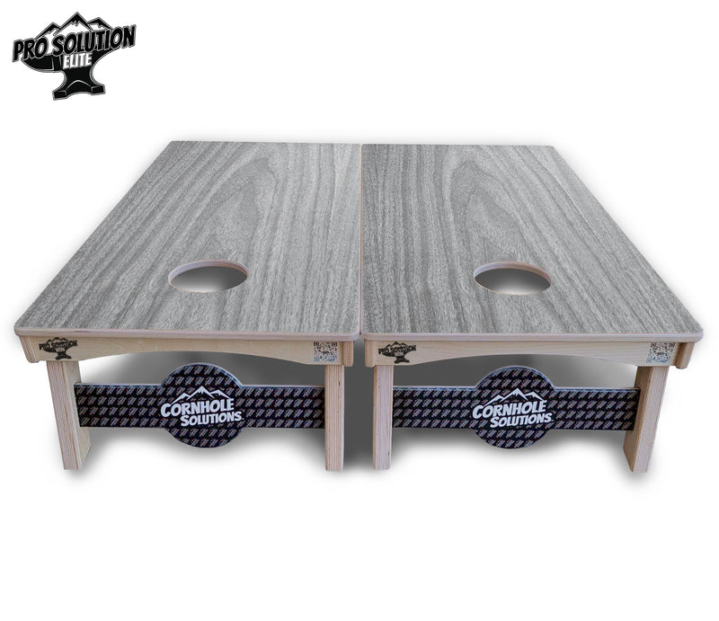 Pro Solution Elite - Light Grey Wood - Professional Tournament Cornhole Boards 3/4" Baltic Birch - Zero Bounce Zero Movement Vertical Interlocking Braces for Extra Weight & Stability +Double Thick Legs +Airmail Blocker