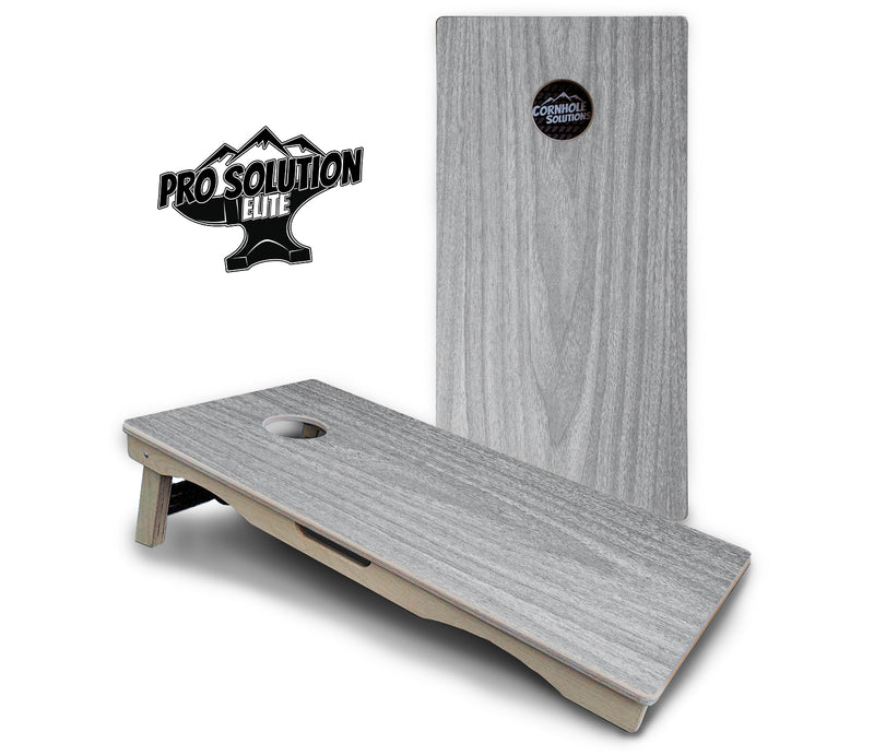 Pro Solution Elite - Light Grey Wood - Professional Tournament Cornhole Boards 3/4" Baltic Birch - Zero Bounce Zero Movement Vertical Interlocking Braces for Extra Weight & Stability +Double Thick Legs +Airmail Blocker