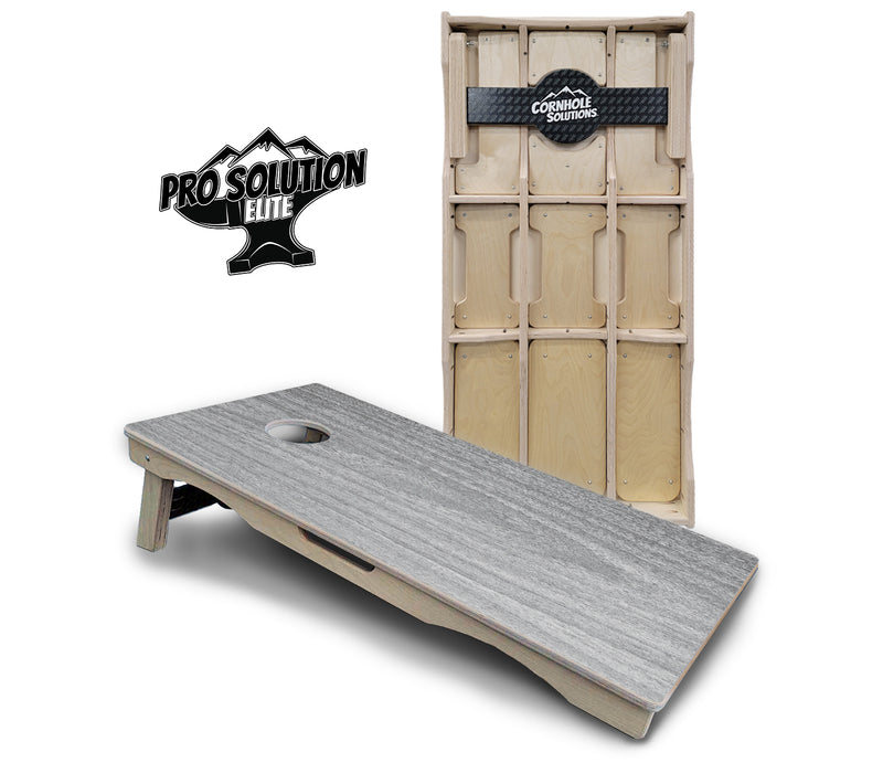 Pro Solution Elite - Light Grey Wood - Professional Tournament Cornhole Boards 3/4" Baltic Birch - Zero Bounce Zero Movement Vertical Interlocking Braces for Extra Weight & Stability +Double Thick Legs +Airmail Blocker