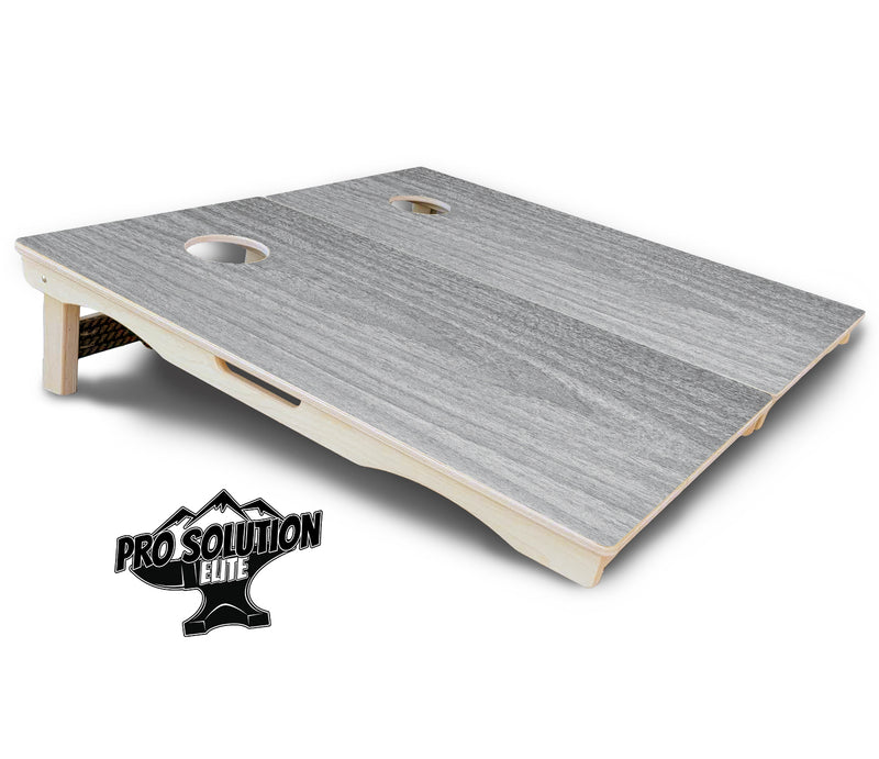 Pro Solution Elite - Light Grey Wood - Professional Tournament Cornhole Boards 3/4" Baltic Birch - Zero Bounce Zero Movement Vertical Interlocking Braces for Extra Weight & Stability +Double Thick Legs +Airmail Blocker