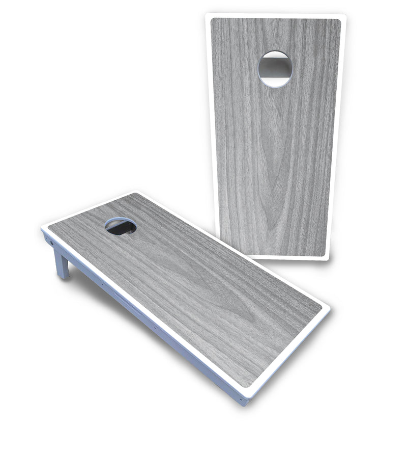 Waterproof - Light Grey Wood - All Weather Boards "Outdoor Solution" 18mm(3/4")Direct UV Printed - Regulation 2' by 4' Cornhole Boards (Set of 2 Boards) Double Thick Legs, with Leg Brace & Dual Support Braces!