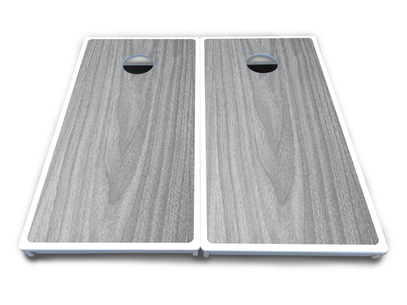 Waterproof - Light Grey Wood - All Weather Boards "Outdoor Solution" 18mm(3/4")Direct UV Printed - Regulation 2' by 4' Cornhole Boards (Set of 2 Boards) Double Thick Legs, with Leg Brace & Dual Support Braces!