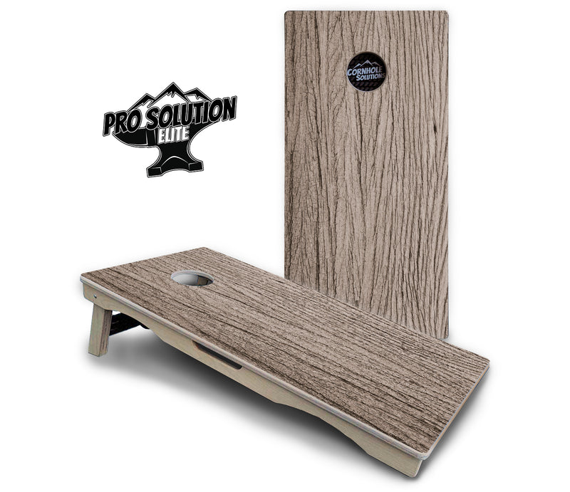 Pro Solution Elite - Tan Grey Wood - Professional Tournament Cornhole Boards 3/4" Baltic Birch - Zero Bounce Zero Movement Vertical Interlocking Braces for Extra Weight & Stability +Double Thick Legs +Airmail Blocker