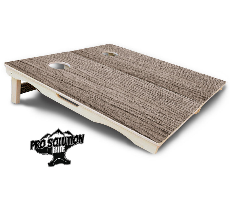 Pro Solution Elite - Tan Grey Wood - Professional Tournament Cornhole Boards 3/4" Baltic Birch - Zero Bounce Zero Movement Vertical Interlocking Braces for Extra Weight & Stability +Double Thick Legs +Airmail Blocker