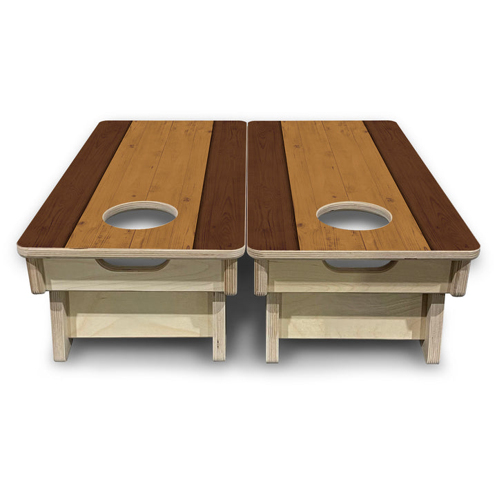 Mini Cornhole Boards - Brown Two Tone Planks