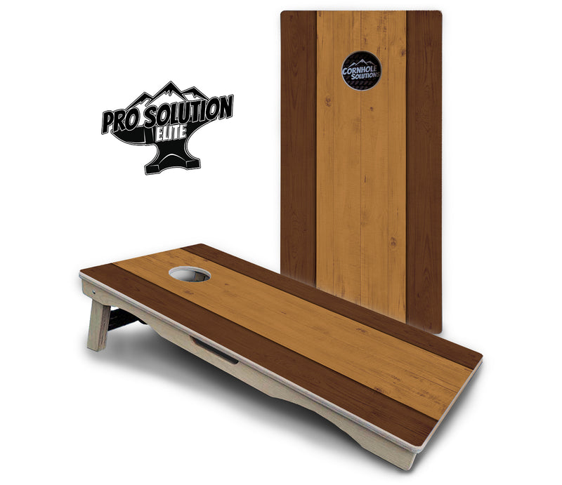 Pro Solution Elite - Brown Two Tone Planks - Professional Tournament Cornhole Boards 3/4" Baltic Birch - Zero Bounce Zero Movement Vertical Interlocking Braces for Extra Weight & Stability +Double Thick Legs +Airmail Blocker