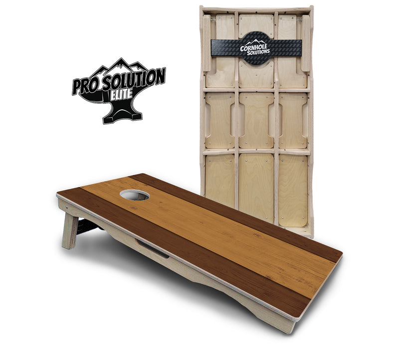 Pro Solution Elite - Brown Two Tone Planks - Professional Tournament Cornhole Boards 3/4" Baltic Birch - Zero Bounce Zero Movement Vertical Interlocking Braces for Extra Weight & Stability +Double Thick Legs +Airmail Blocker