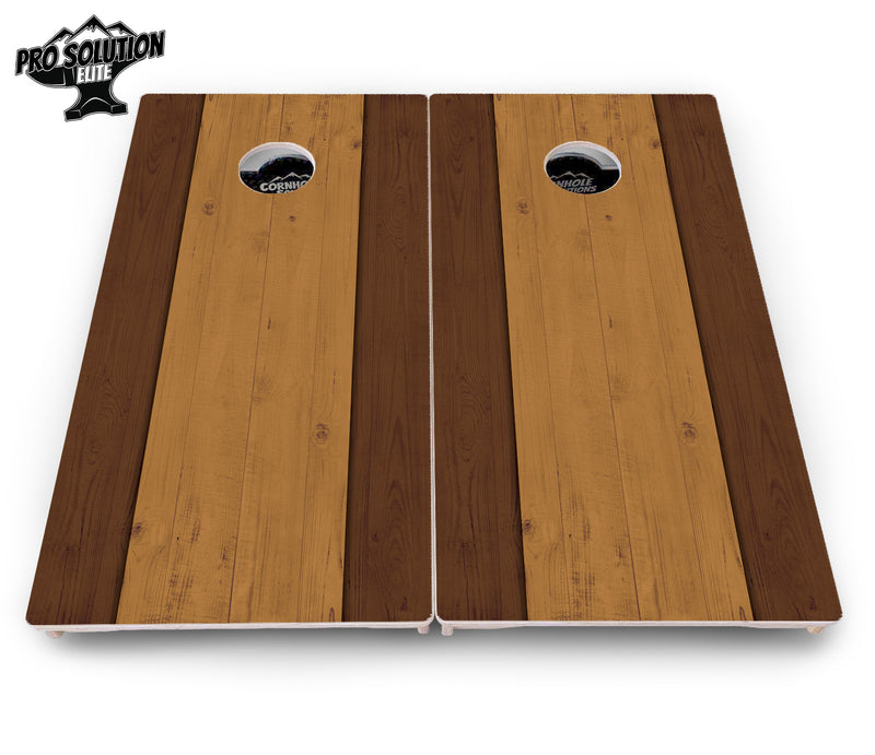 Pro Solution Elite - Brown Two Tone Planks - Professional Tournament Cornhole Boards 3/4" Baltic Birch - Zero Bounce Zero Movement Vertical Interlocking Braces for Extra Weight & Stability +Double Thick Legs +Airmail Blocker