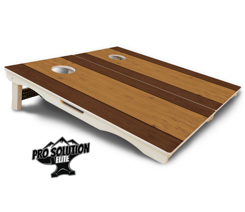 Pro Solution Elite - Brown Two Tone Planks - Professional Tournament Cornhole Boards 3/4" Baltic Birch - Zero Bounce Zero Movement Vertical Interlocking Braces for Extra Weight & Stability +Double Thick Legs +Airmail Blocker