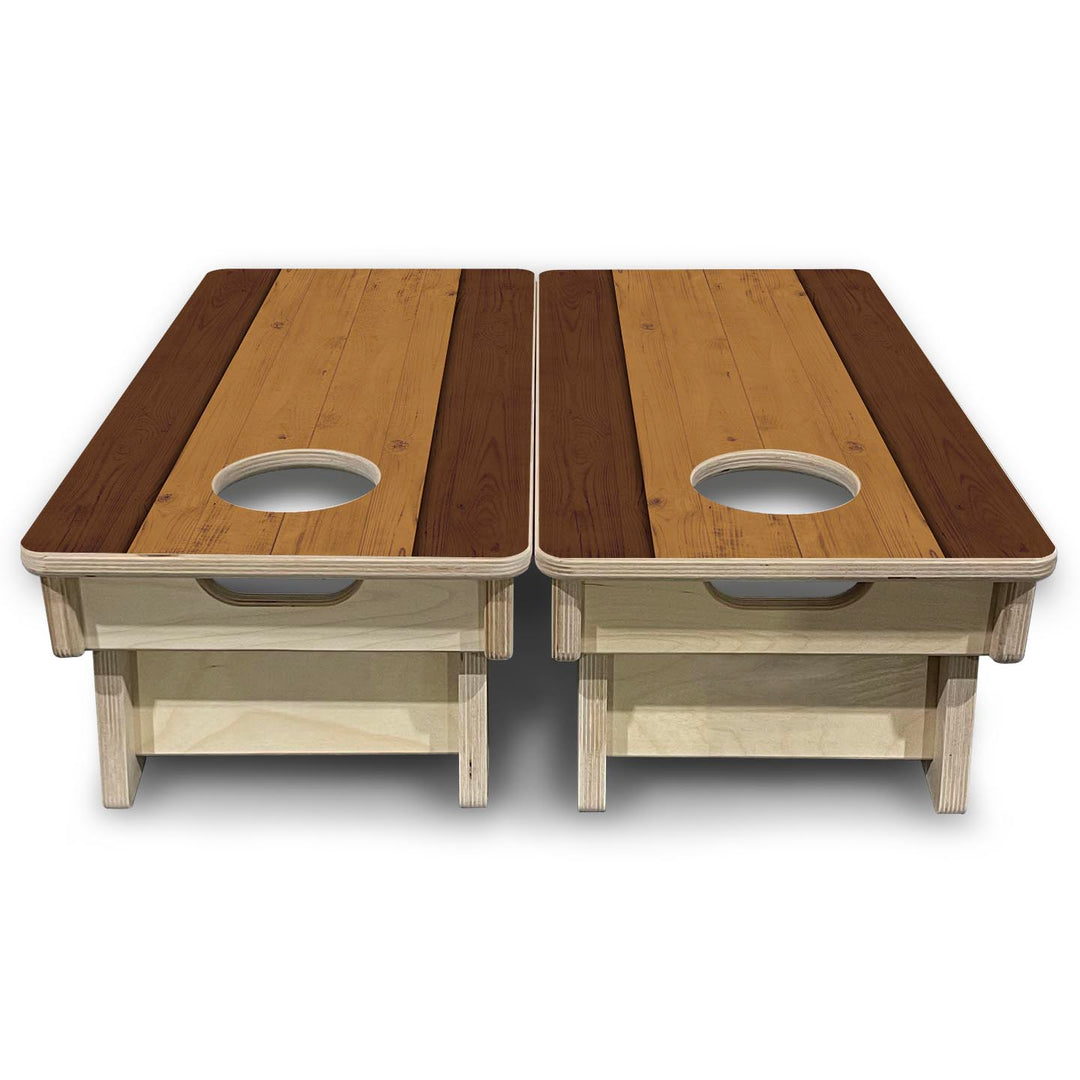 Brown Two Tone Planks - Mini or Vacation Size Cornhole Boards