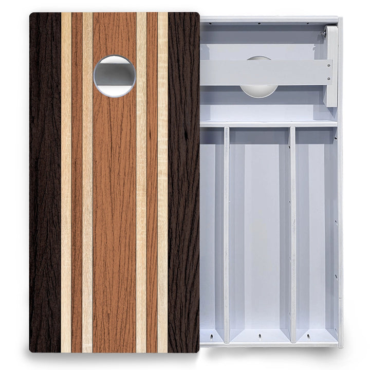 Brown Two Tone Stripes Cornhole Boards - All Weather Series