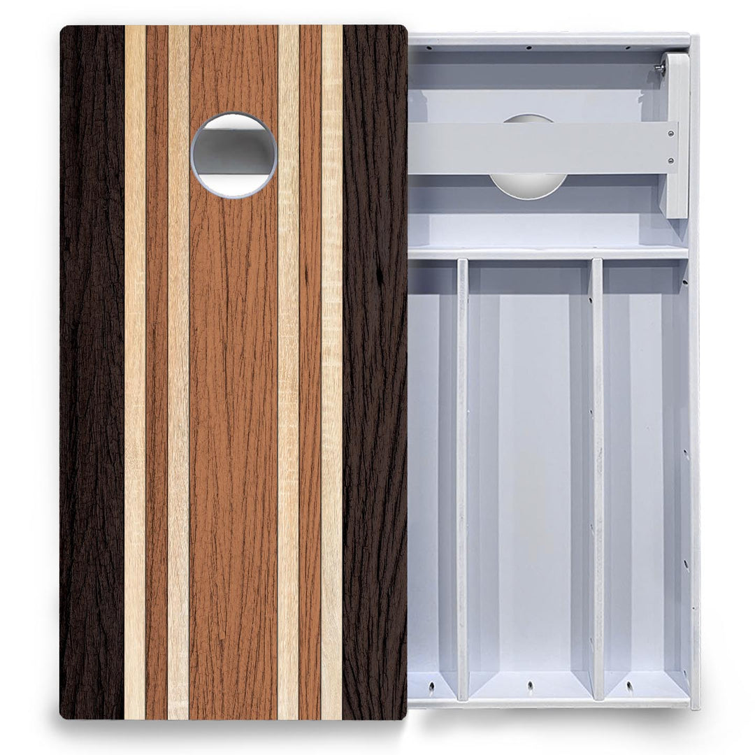 Brown Two Tone Stripes Cornhole Boards - All Weather Series