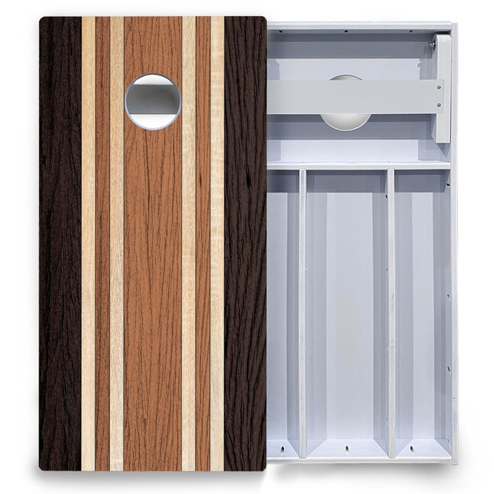 Brown Two Tone Stripes Cornhole Boards - All Weather Series