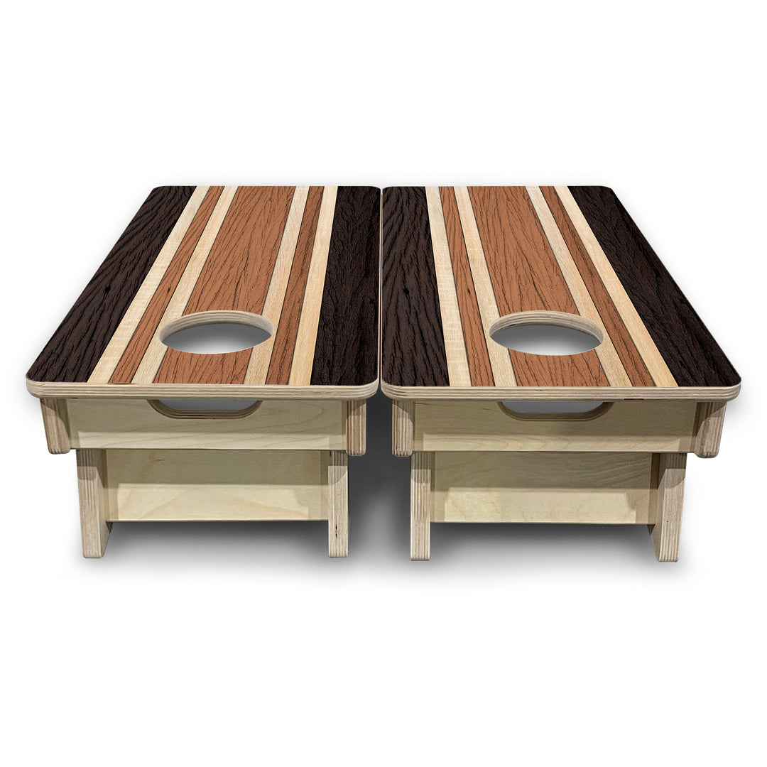 Mini Cornhole Boards - Brown Two Tone Stripes