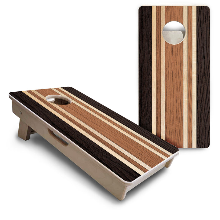 Mini Cornhole Boards - Brown Two Tone Stripes