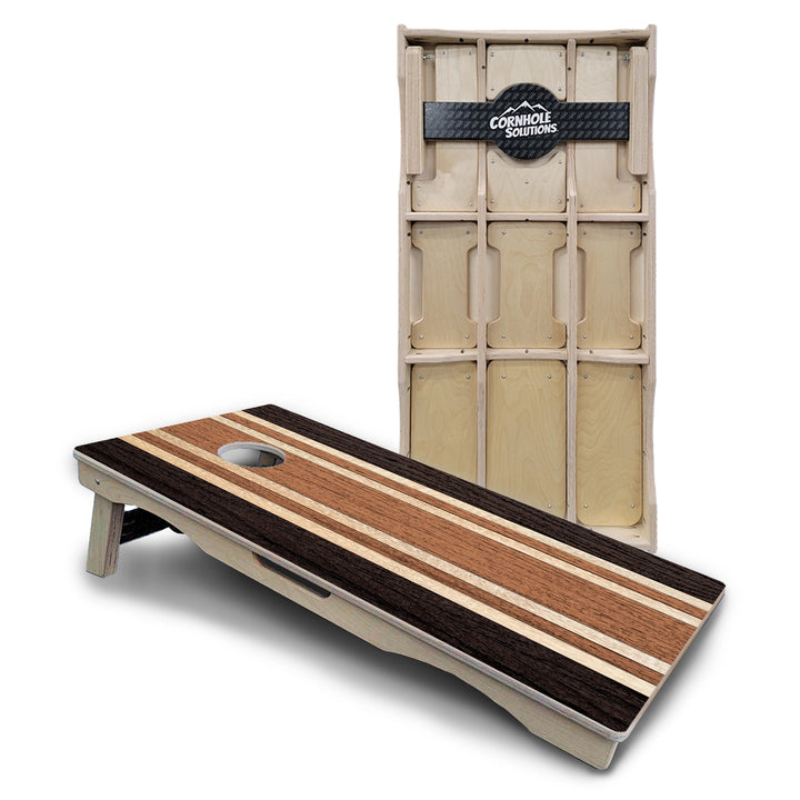 Woodgrain Stripe Cornhole Boards – Pro Lite or Pro Elite