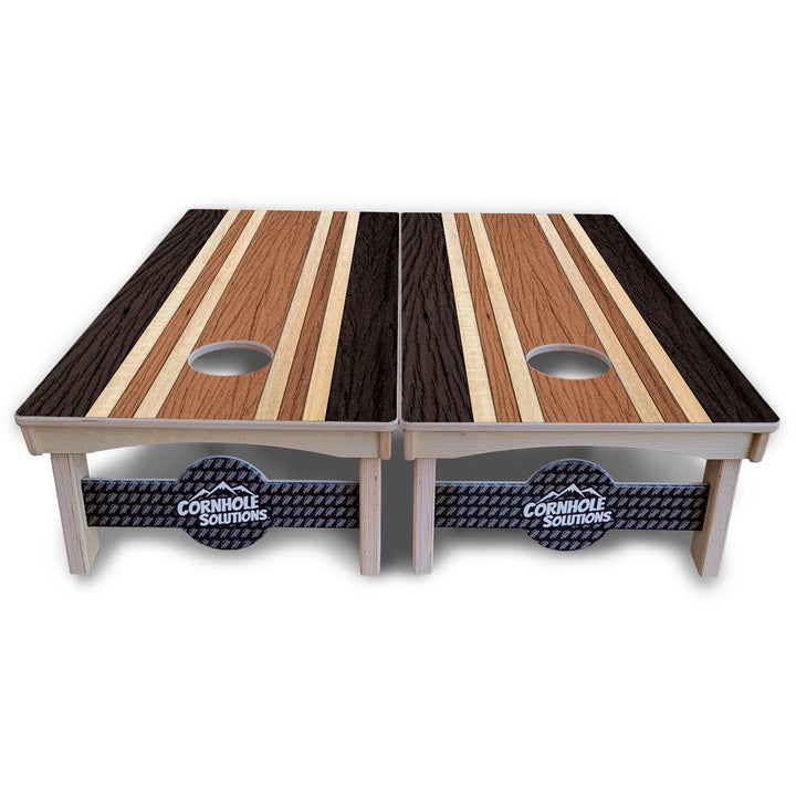 Woodgrain Stripe Cornhole Boards – Pro Lite or Pro Elite