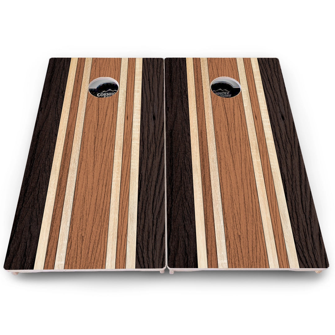 Woodgrain Stripe Cornhole Boards – Pro Lite or Pro Elite