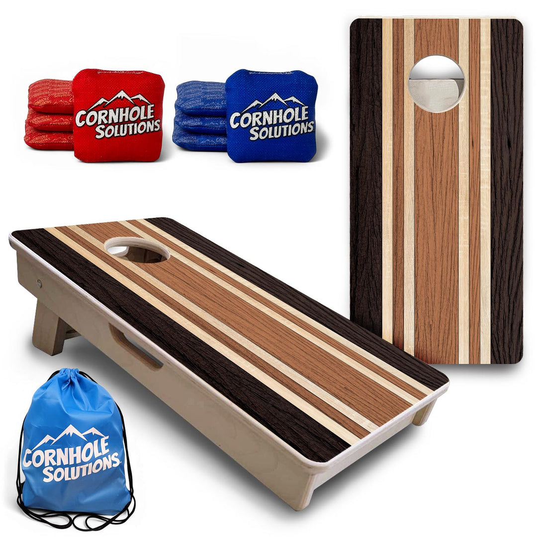 Brown Two Tone Stripes - Mini or Vacation Size Cornhole Boards