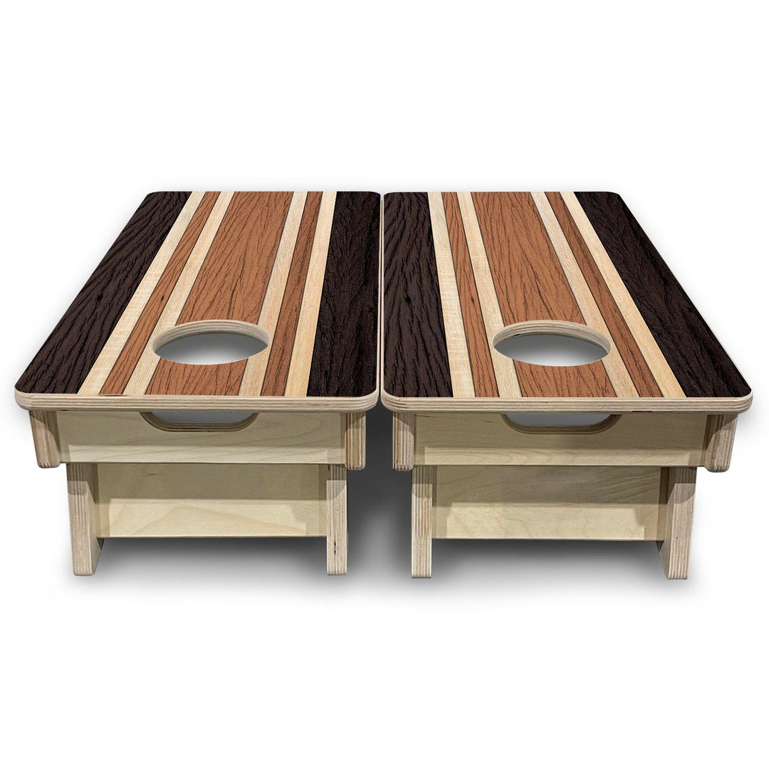 Brown Two Tone Stripes - Mini or Vacation Size Cornhole Boards