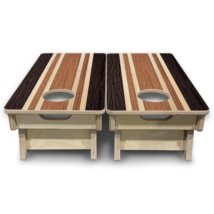 Brown Two Tone Stripes - Mini or Vacation Size Cornhole Boards