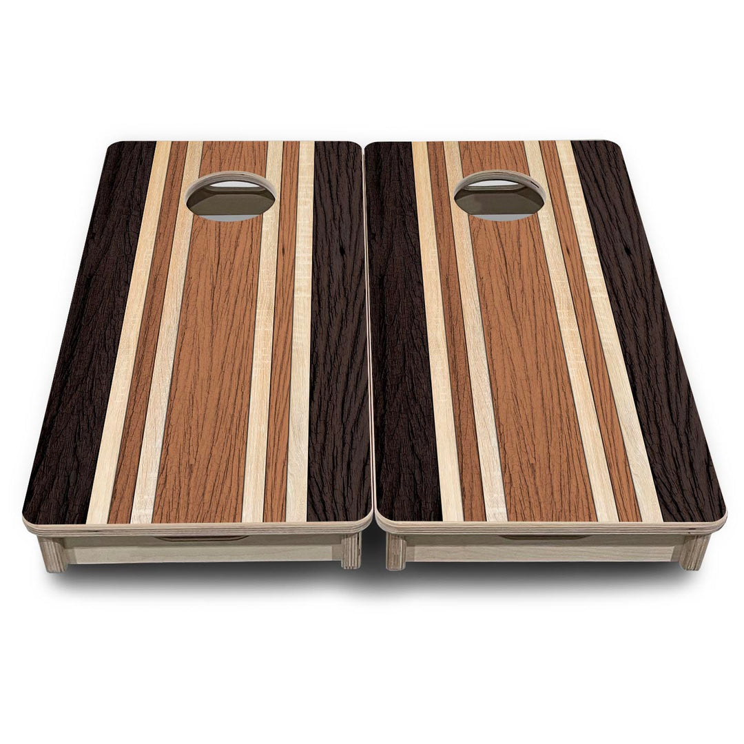 Brown Two Tone Stripes - Mini or Vacation Size Cornhole Boards