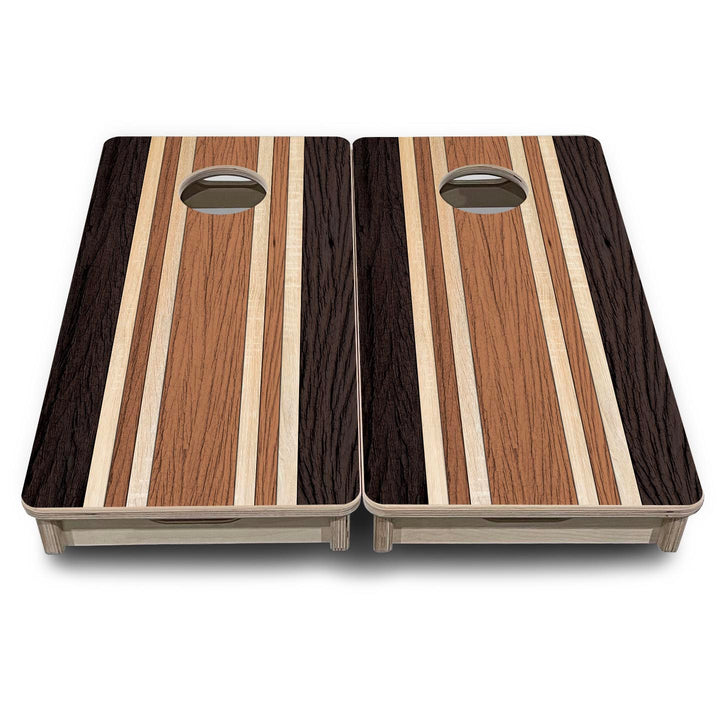 Brown Two Tone Stripes - Mini or Vacation Size Cornhole Boards