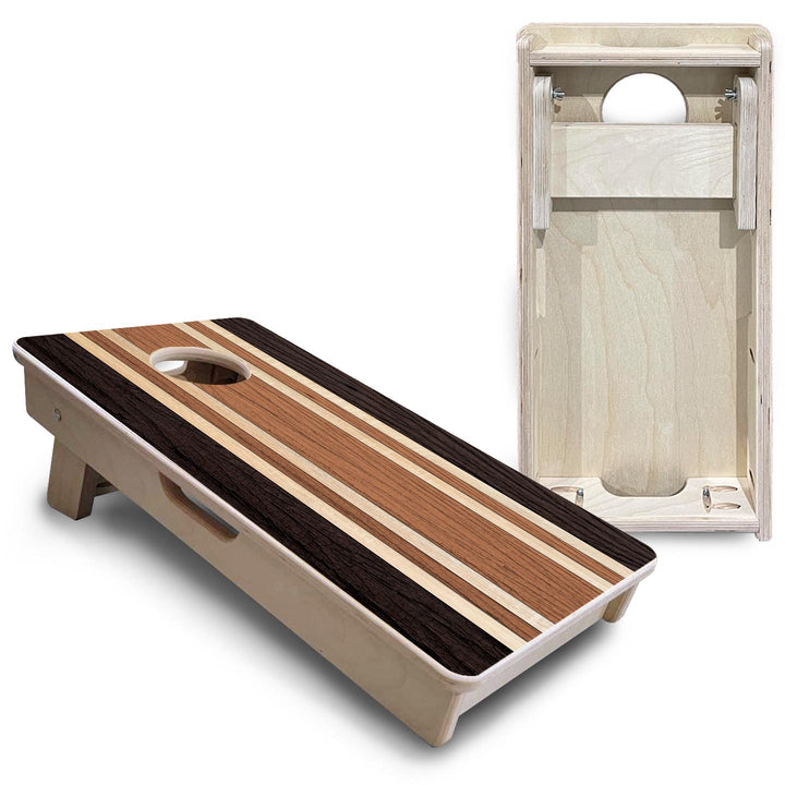 Brown Two Tone Stripes - Mini or Vacation Size Cornhole Boards