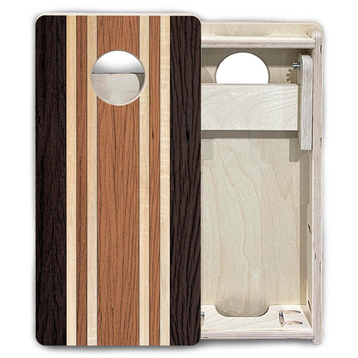 Brown Two Tone Stripes - Mini or Vacation Size Cornhole Boards