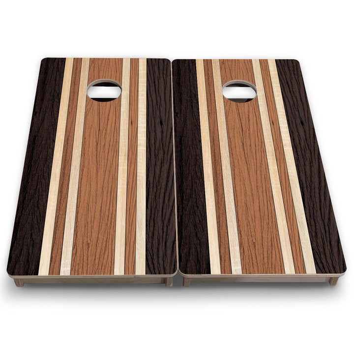 Brown Two Tone Stripes - Mini or Vacation Size Cornhole Boards