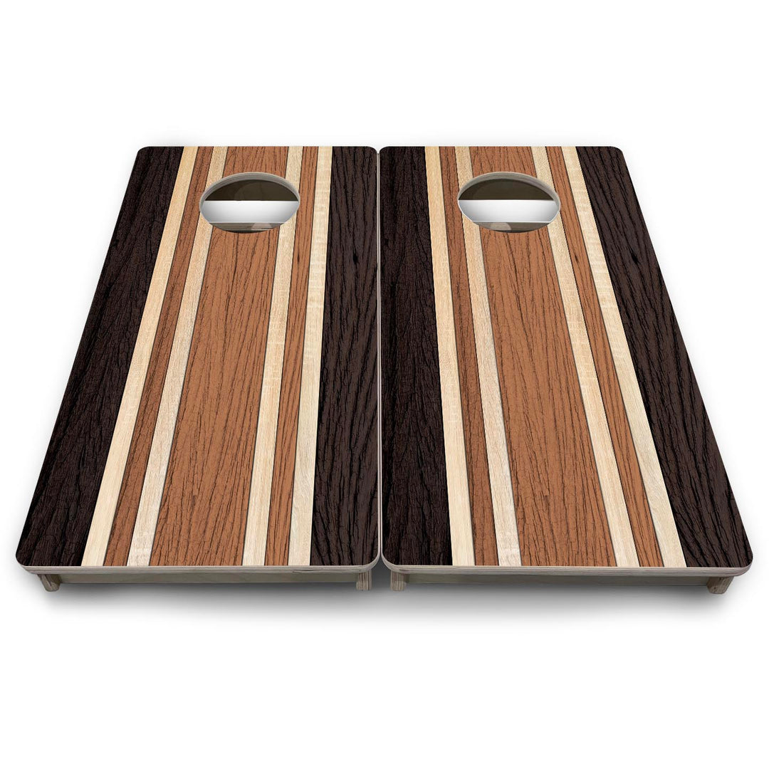 Brown Two Tone Stripes - Mini or Vacation Size Cornhole Boards