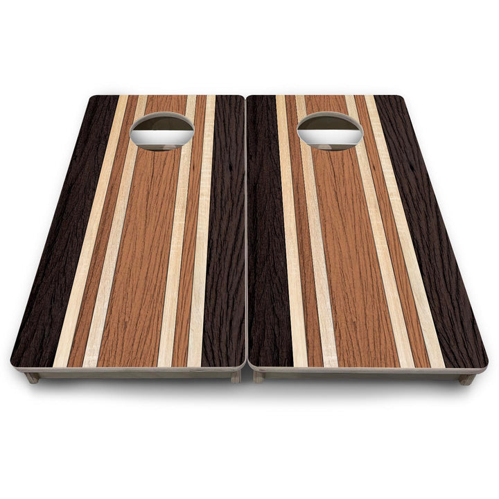 Brown Two Tone Stripes - Mini or Vacation Size Cornhole Boards