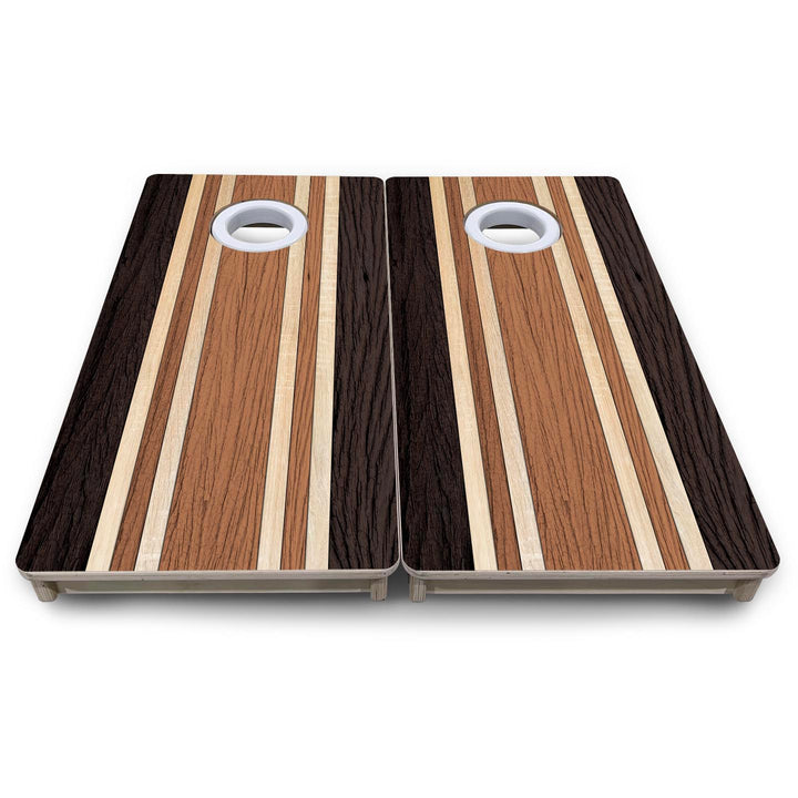 Brown Two Tone Stripes - Mini or Vacation Size Cornhole Boards