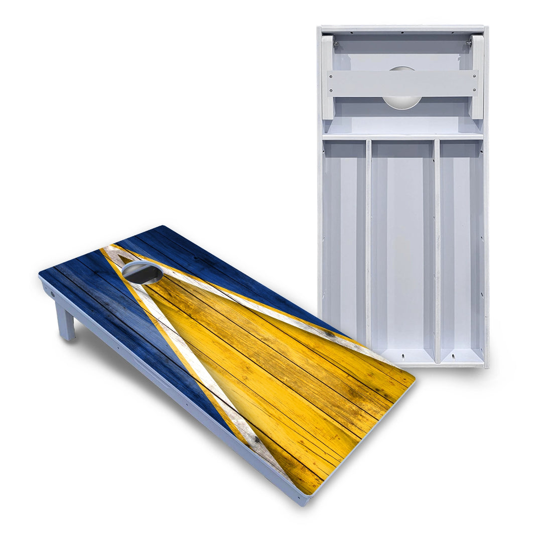 Yellow/Blue Triangle Cornhole Boards - All Weather Series