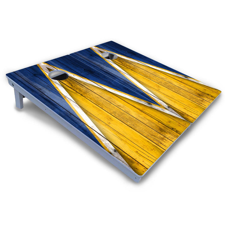 Yellow/Blue Triangle Cornhole Boards - All Weather Series