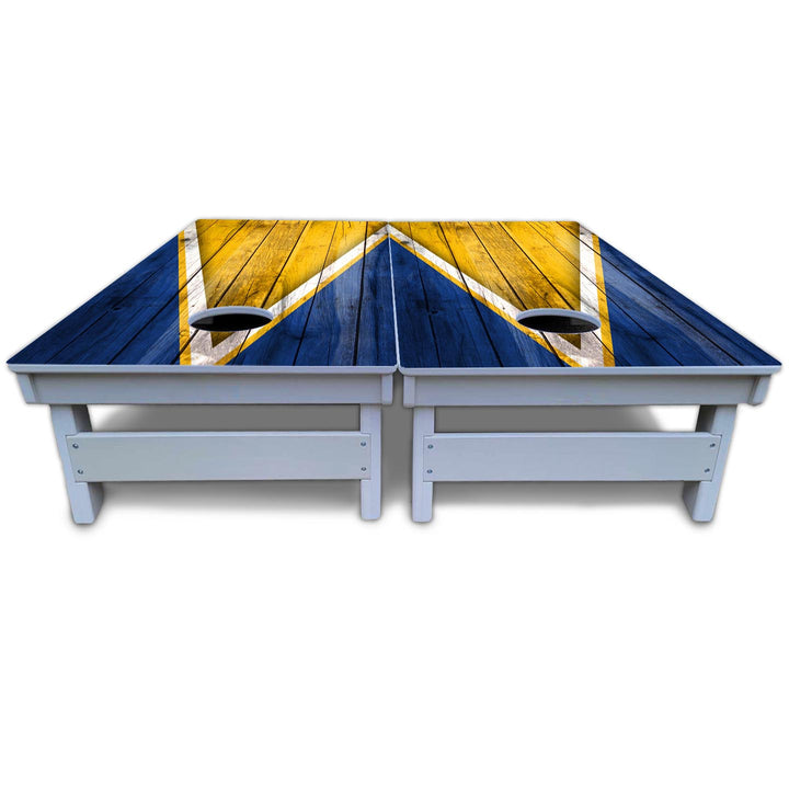 Yellow/Blue Triangle Cornhole Boards - All Weather Series