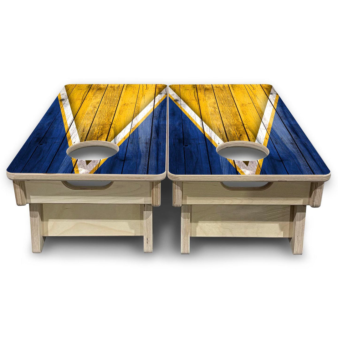 Team Color Triangle - Mini or Vacation Size Cornhole Boards (Yellow & Blue)