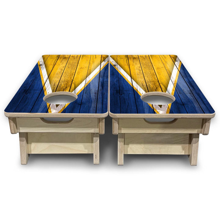 Team Color Triangle - Mini or Vacation Size Cornhole Boards (Yellow & Blue)