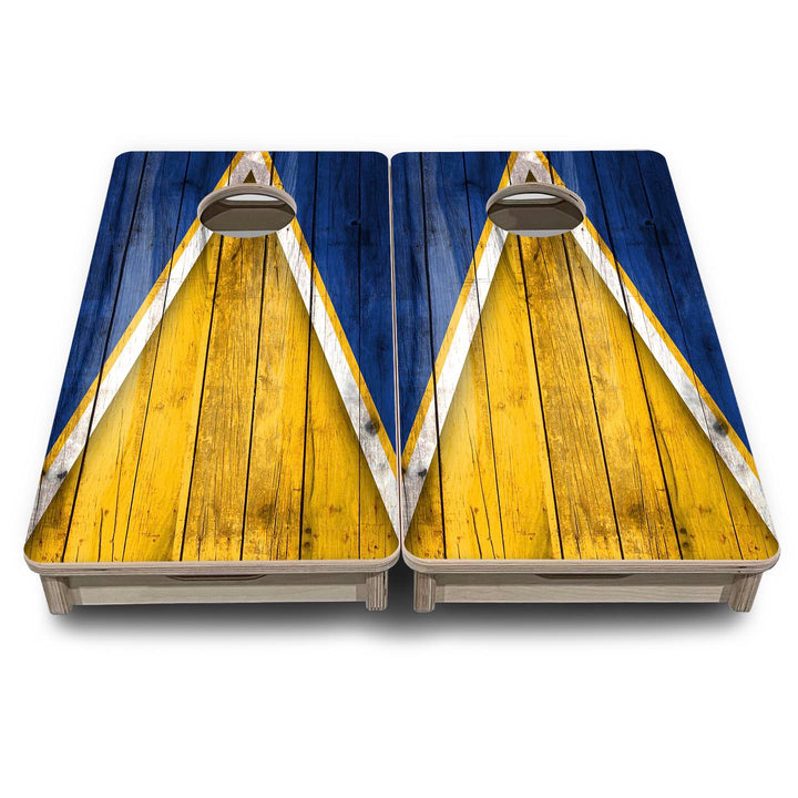 Team Color Triangle - Mini or Vacation Size Cornhole Boards (Yellow & Blue)