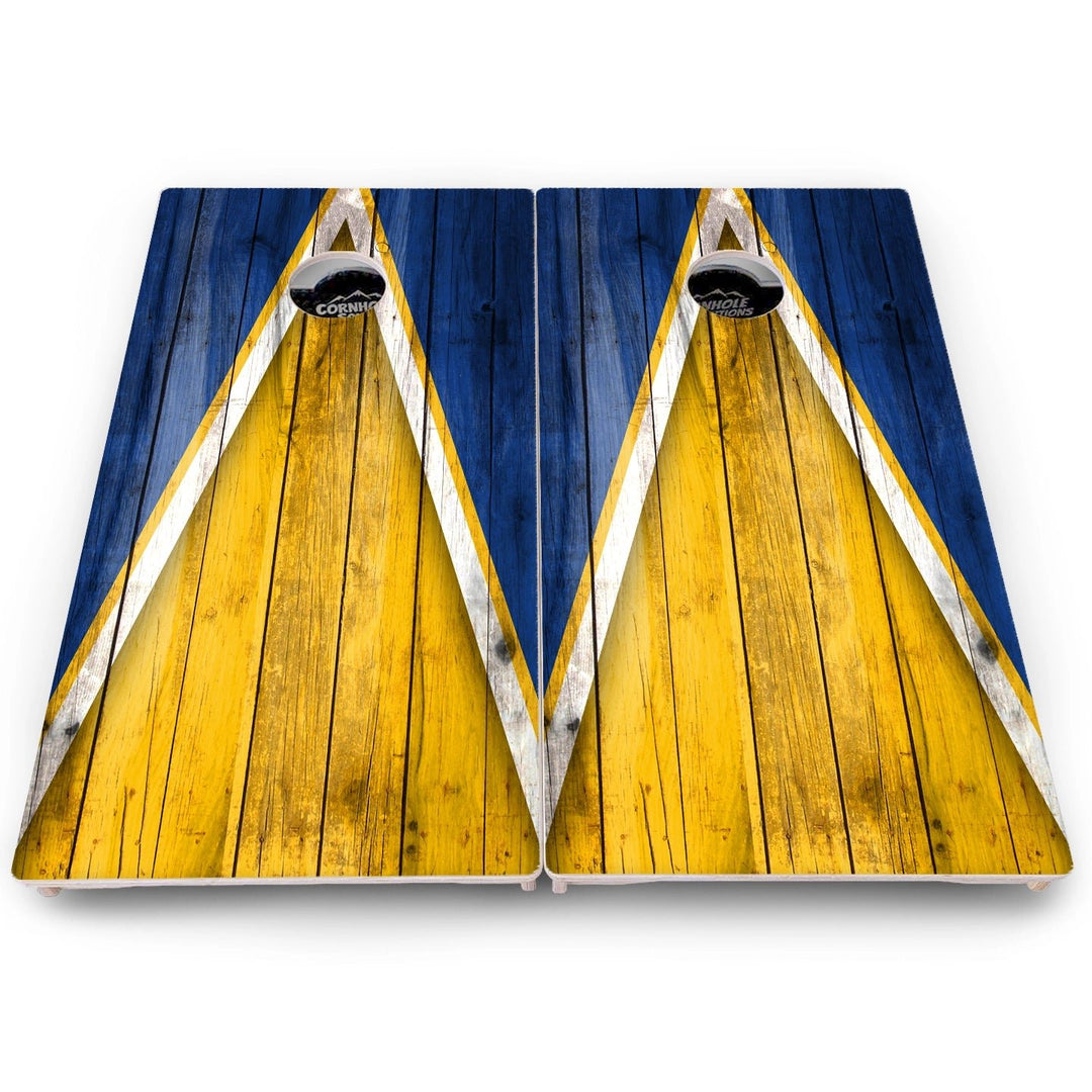 Yellow & Blue Triangle Cornhole Boards – Pro Lite or Pro Elite