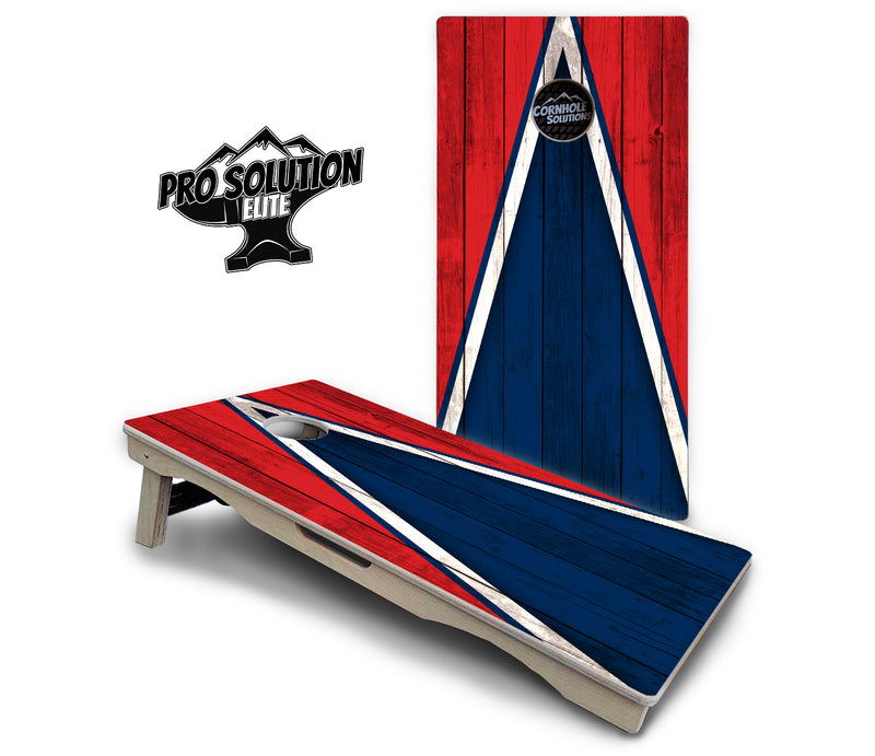 Pro Solution Elite - Team Color Triangle Design Options - Professional Tournament Cornhole Boards 3/4" Baltic Birch - Zero Bounce Zero Movement Vertical Interlocking Braces for Extra Weight & Stability +Double Thick Legs +Airmail Blocker