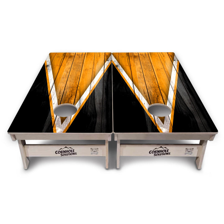 Orange & Black Triangle Cornhole Boards – Tournament Series