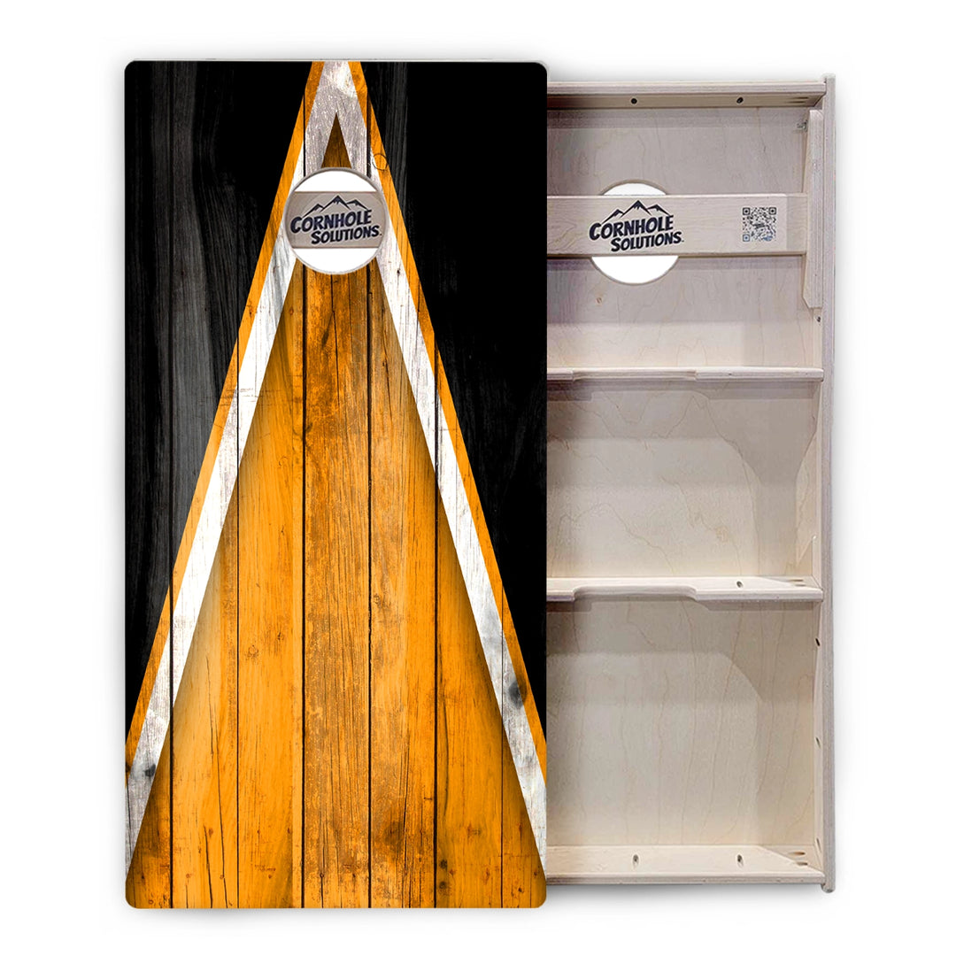Orange & Black Triangle Cornhole Boards – Tournament Series