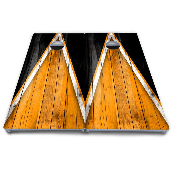Orange/Black Triangle Cornhole Boards - All Weather Series