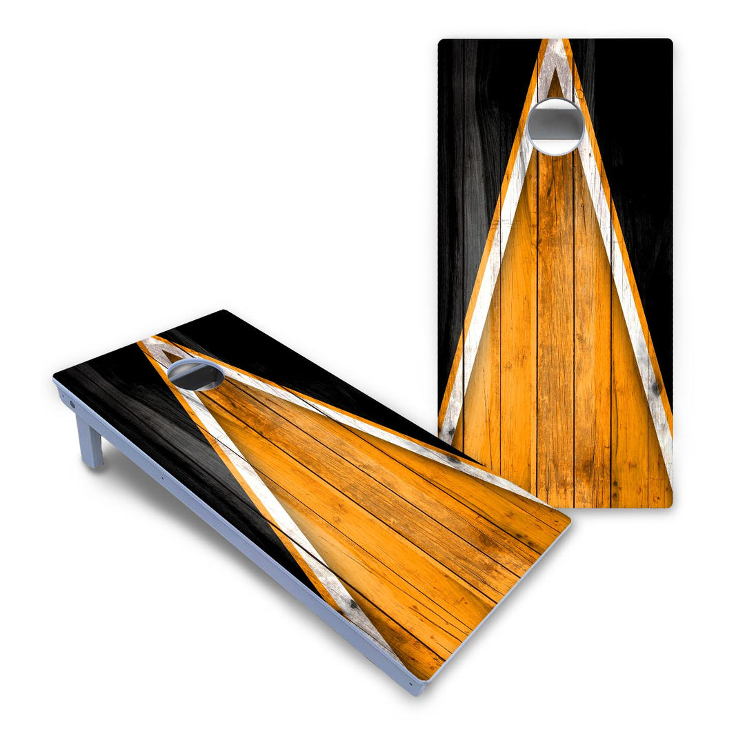 Orange/Black Triangle Cornhole Boards - All Weather Series