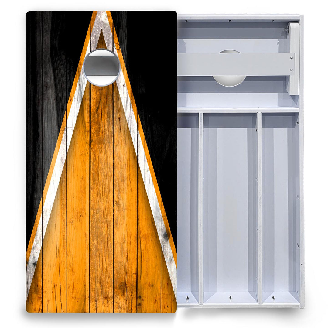 Orange/Black Triangle Cornhole Boards - All Weather Series