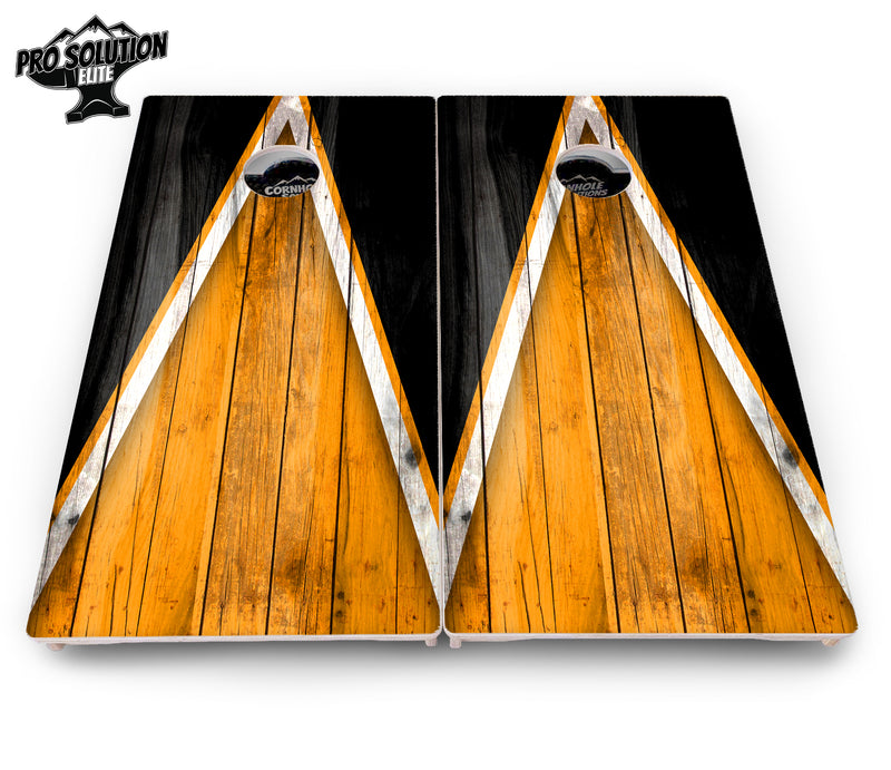 Pro Solution Elite - Orange & Black Triangle - Professional Tournament Cornhole Boards 3/4" Baltic Birch - Zero Bounce Zero Movement Vertical Interlocking Braces for Extra Weight & Stability +Double Thick Legs +Airmail Blocker